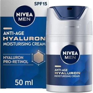 NIVEA MEN Anti Age Hyaluron SPF15 Moisturising Cream 50ml AntiWrinkle ProRetinol - Picture 1 of 5