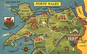 Map of North Wales Showing Highlights Postcard - Picture 1 of 2