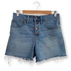Madewell Women's High-Rise Denim Shorts in Button-Front Edition. Blue. Size 27