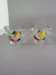 Set vintage Bartlett Collins vetro crema e zucchero frutta moda gay trasparente - Foto 1 di 5