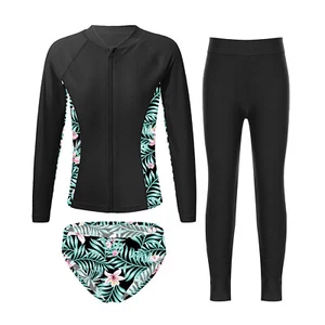 Kids Boys Girls Rash Guard Shirts and Briefs with Pants Outfit Beach Swimsuit - Picture 1 of 93