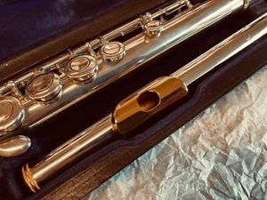 MURAMATSU FLUTE - ALL STERLING SILVER NR. 06835 w/GOLD TRIM - Repadded PERFEKT - Picture 1 of 10