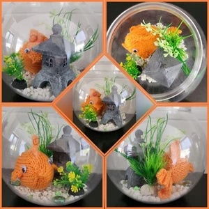 Novelty Ornament Gift No Fuss Goldfish In A Bowl Home Decoration Office Study - Picture 1 of 5