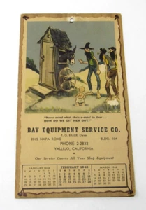 Vallejo CA Advertising Calendar 1948 Bay Equipment Service Co. Hickory Gap Post - Picture 1 of 3