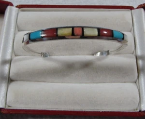 Vintage ANC Zuni ANDRES & NADINE CHAPITO Sterling Silver Multi-Gem Cuff Bracelet - Picture 1 of 15