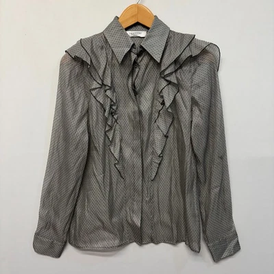 Blusa Top Camisa Valentino Roma Mujer Volantes Transparentes Talla Pequeña D039-9 Foto 1 de 4