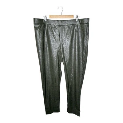 Pantalones Isaac Mizrahi Live Imitación Cuero Cocodrilo Talla 22W Alto Verde Oliva Oscuro Foto 1 de 4