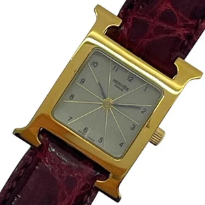 HERMES H Watch HH1.201 GP/SS/Leather Strap (Generic) Quartz Ladies #Okw460 - Picture 1 of 12