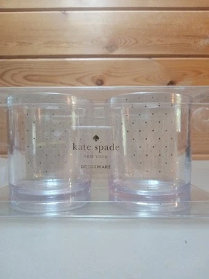 Juego de dos utensilios de bebida Kate Spade New York Gold Dot 12 oz nuevo en caja Foto 1 de 4