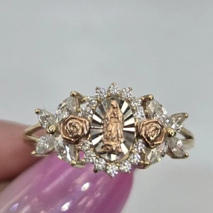 solid 14k gold virgin Mary guadalupe Ring Size 6 7 8 9 - Picture 1 of 13