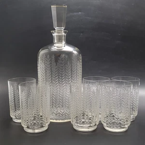 Geschliffenes Glas Karaffe und Becher Set Weizenmuster Vintage Bleikristall Englisch - Bild 1 von 24