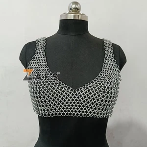 Aluminum Chainmail Bra Top Handmade Medieval LARP Armor Costume for Cosplay SCA - Picture 1 of 5