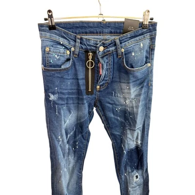 New DSQ2 W30 32L Blue Slim Fit Men's Stretchy Washed Denim Jeans - Image 1 of 3