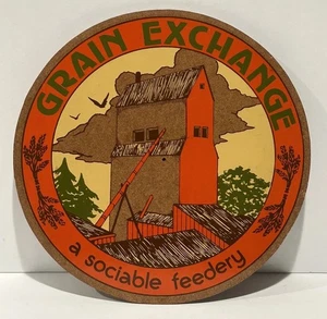 11” Vintage Sign Grain Exchange A Sociable Feedery 1970s Farm Advertising - Picture 1 of 1