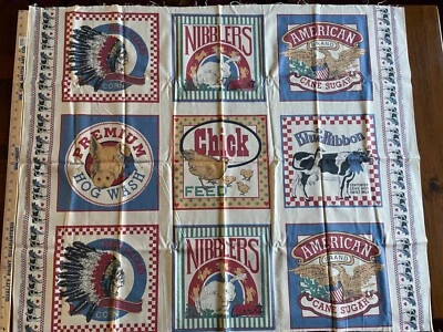 Vintage Joan Kessler Concord Fabrics Farm Feedsack Craft Panel Cut Sew - Image 1 of 4