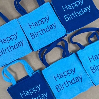 Juego de 6 - Azul y Azul Marino "Feliz Cumpleaños" - Bolsas Favor Fiesta - Envío Gratis Foto 1 de 2