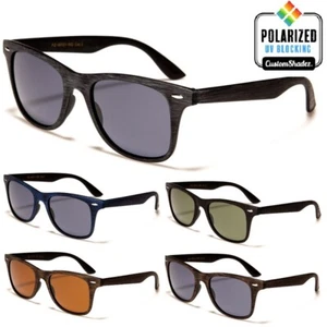 Polarized Sunglasses - Mens / Womens - Retro Frame - Woodgrain Print - Polarised - Imagen 1 de 6