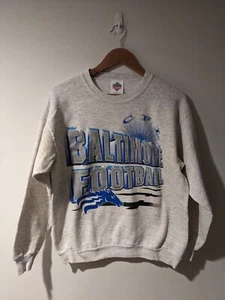 Vintage 90s Baltimore Colts Stallions Canadian Football Team Gray Sweatshirt - Picture 1 of 13