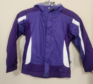 REI Girls Size 8 Purple White Nylon Polyester Lined Snow Winter Jacket - Picture 1 of 6
