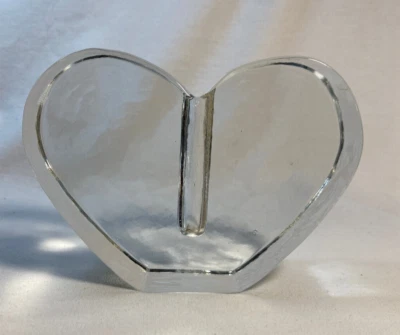 Vintage Clear Art Glass Bud Vase Solifluer Heart Shaped Solid Glass - image 1 of 4