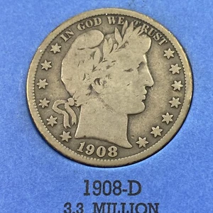 1908D US Barber SILVER Half Dollar "DENVER" Mint! - Picture 1 of 2