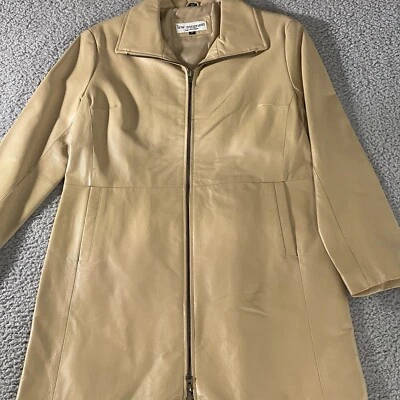 Chaqueta de cuero Lew Magram Collection Trench Duster para mujer M tostado vintage EVC Foto 1 de 4