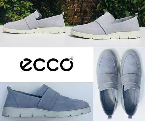 ECCO Mocassini BLU PALLIDO 100% Superiore Nabuk Comfort Morbidi (41) UK 7 5
