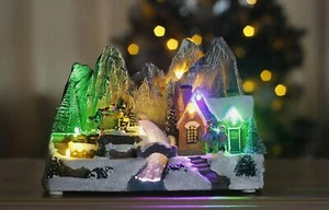 Festliche Weihnachten musikalische LED Berg Dorf Szene Licht mit Schneemann Weihnachtsmann - Bild 1 von 5