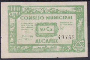 BILLETE ALCAÑIZ - 50 CENTIMOS 1937 - CONSEJO MUNICIPAL ALCAÑIZ - Imagen 1 de 2