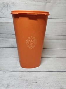 Vintage Tupperware 10" großer Servier Kanister #1222 mit Deckel #808 - orange - Bild 1 von 12