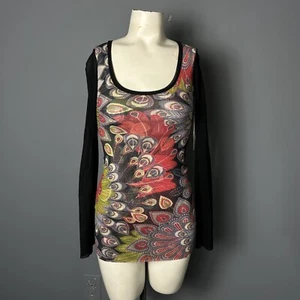 NWT Sweet Pea by Stacy Frati Womens S Long Sleeve Colorful Mesh Top Vintage Y2K - Picture 1 of 8