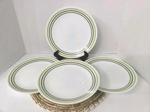 Corelle USA GARDEN SKETCH BANDS Dinner Plates Green Rings 10.25" EUC - SET OF 4 - Picture 1 of 7