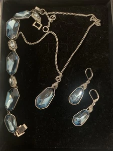 Vintage Givenchy Blue Crystal Necklace,bracelet And Earrings - Picture 1 of 17