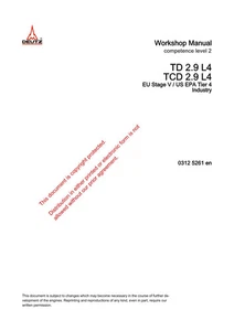 Deutz Hitachi TD TCD 2.9 L4 Engine Wheel Loader Workshop Manual - Picture 1 of 10