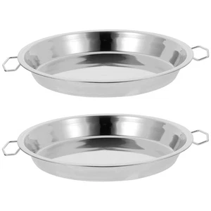 2pcs Stainless Steel Noodle Plate Steamed Rice Tray Handle Steaming Plate - Picture 1 of 12