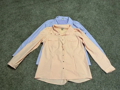 DULUTH TRADING Cool Plus Vented Fishing Shirt Roll Tab Sleeve Snap Lot Of 2 XL - Imagem 1 de 4