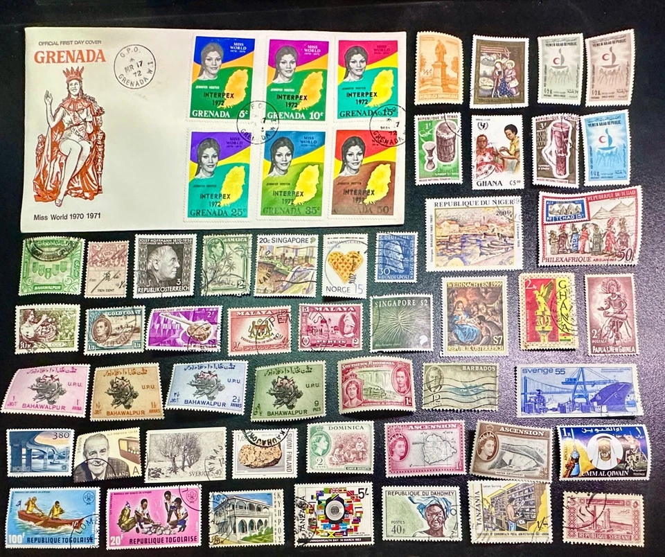 B729, 50+ estampillas únicas, inusuales, menos comunes, juegos, hojas de recuerdo, cubiertas Foto 1 de 1