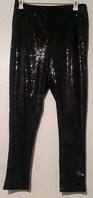 Pantalones elásticos de lentejuelas Roaman's cintura elástica talla 18/20 negros brillantes Foto 1 de 4