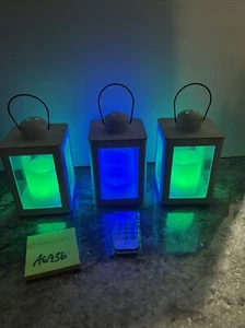 Home Reflections S/3 White Mini Lanterns 12 Color Changing Candle Christmas - Picture 1 of 18