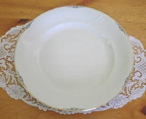Vintage W Bavaria Ivory Black Scroll Flower 11 3/4" Round Platter ~ - Picture 1 of 5