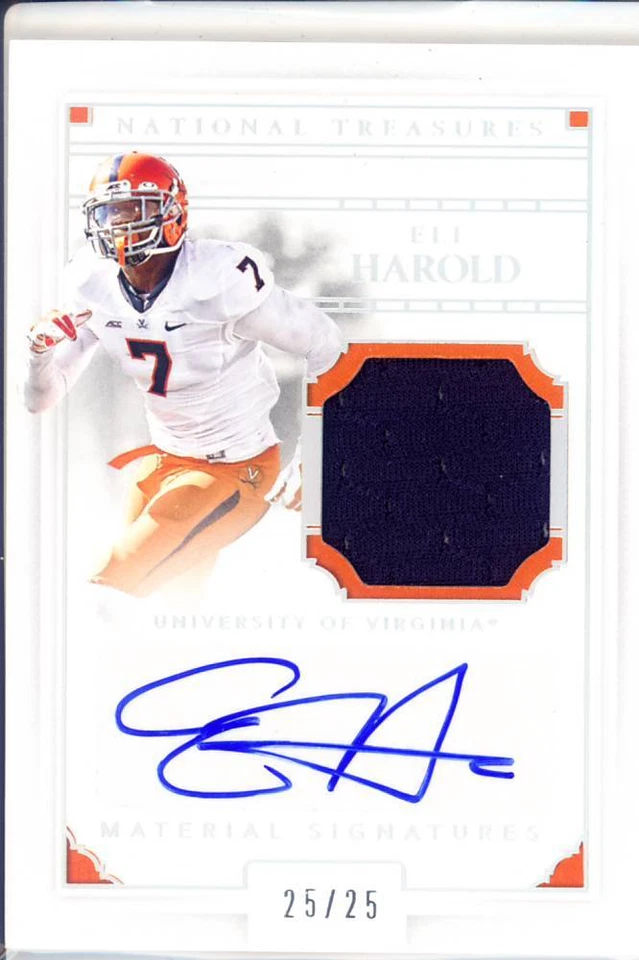 eli harold game used gu jersey patch auto virginia cavaliers uva college 25/25 - Image 1 of 1
