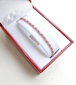 14k Gold beads opal rose pink gemstone bracelet yellow fire pink ethiopian bead - Picture 1 of 4