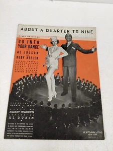 Sheet Music About A Quarter To Nine Al Dubin Al Jolson Keeler Copyright 1935 - Picture 1 of 5