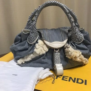 FENDI Spy Bag Striped Navy & White Bag - Picture 1 of 24