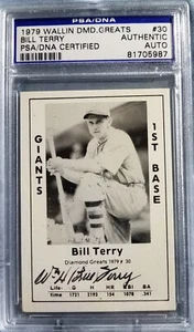 Bill Terry PSA DNA signed 1979 Diamond Greats #30 Autogramm GIANTS HOF - Bild 1 von 2