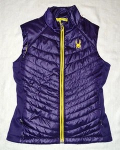 NICE Spyder Womens Purple w Yellow Trim Full Zip Puffer Vest Medium EXCELLENT! - Picture 1 of 7