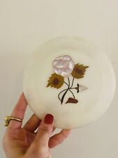 Vintage marble soapstone mother of Pearl inlay boho home catch all jewelry dish