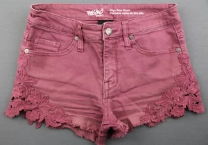 Pantalones cortos de jean Mossimo 2016 de gran altura floral crochet marrón talla 2/26 (MSR 27x2) - Imagen 1 de 6