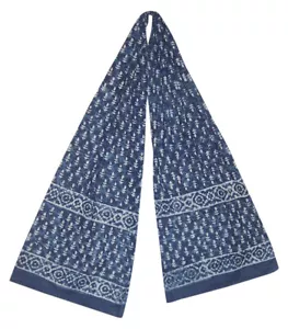 Indigoblau Dabu Wachs Batik Schal leichte Baumwolle 72 x 15 - Bild 1 von 2