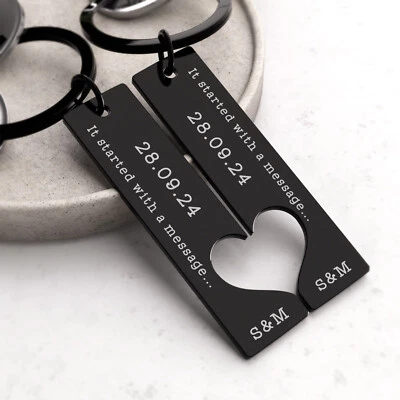 BEECREATIVEDESIGN Valentines Couples Keyring Pair Boyfriend Girlfriend It Started With A Message